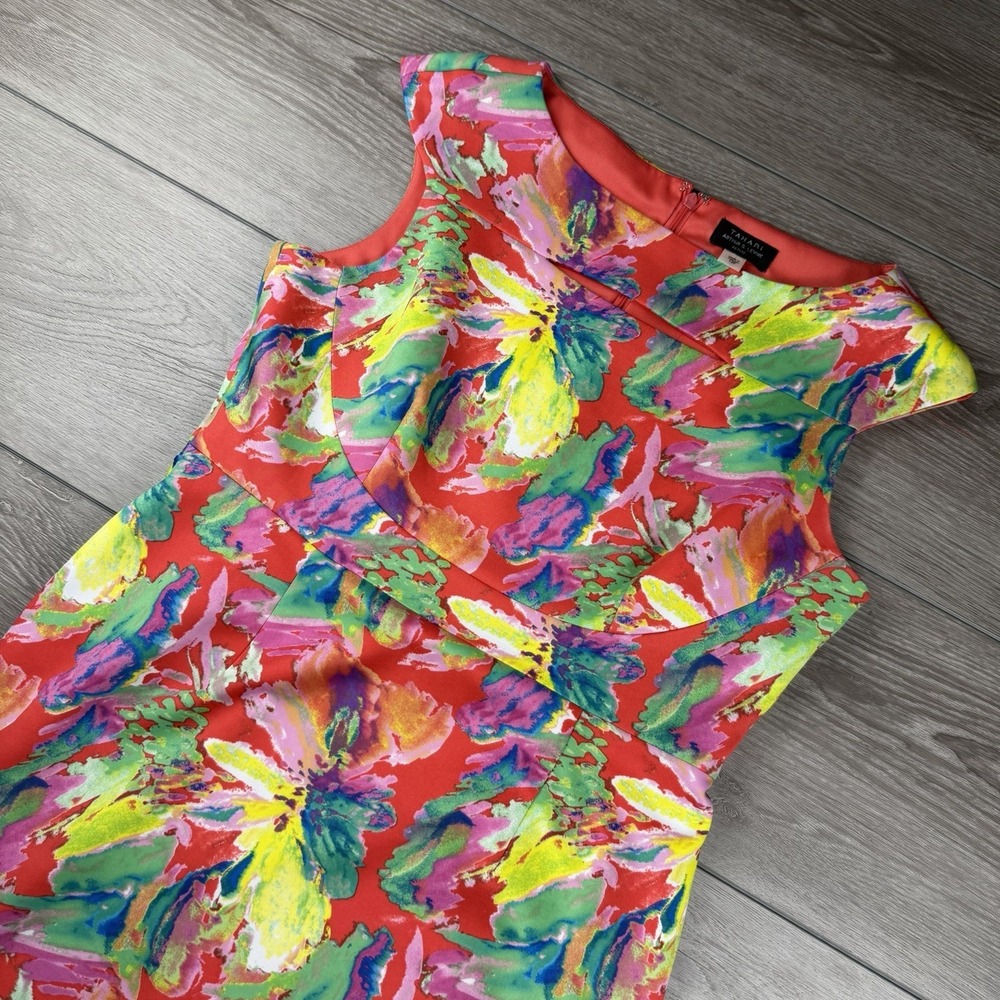 Tahari Women's ASL Vibrant Floral Pattern Sheath Dress Multicolor 12p Read